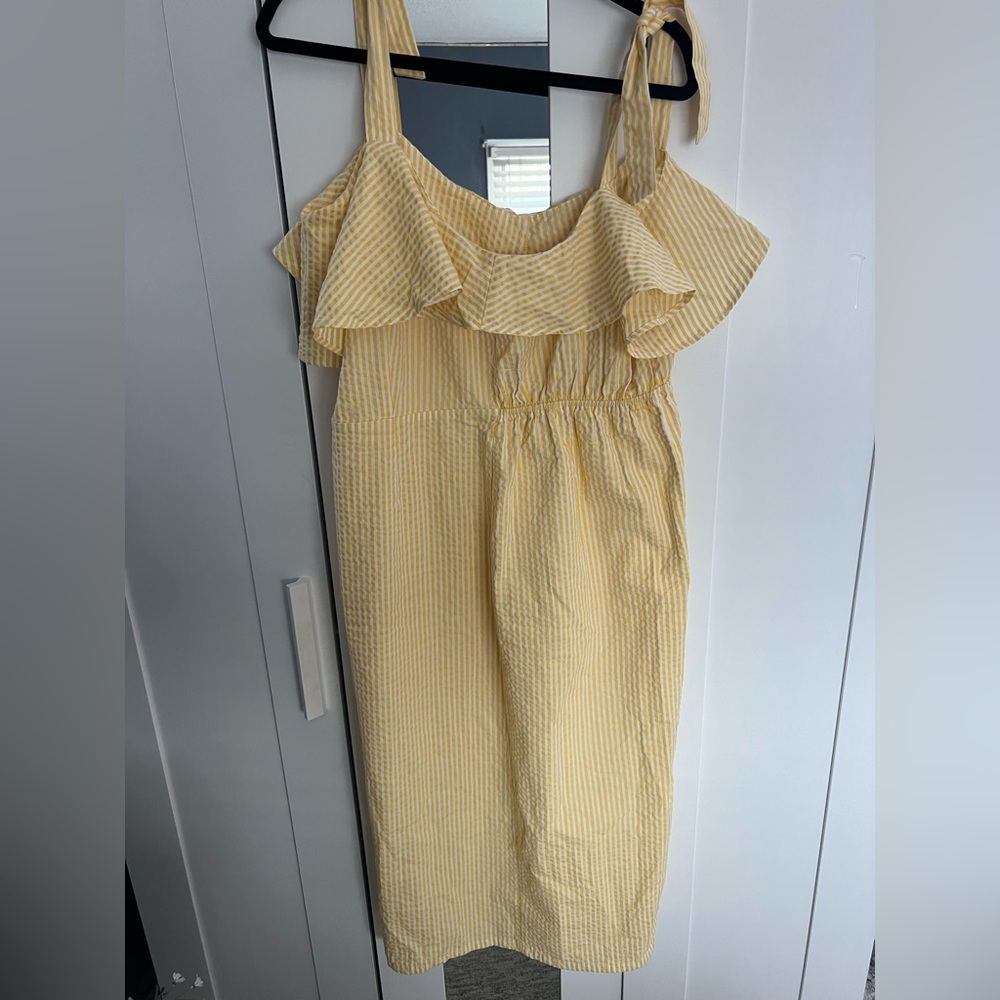 A NEW DAY. Yellow and White striped dress. Size Large